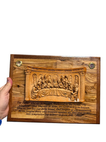 The Last Supper with Lord’s Prayer – Olive Wood Wall Plaque