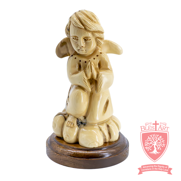 Angel Kneeling on a Cloud - Olive Wood