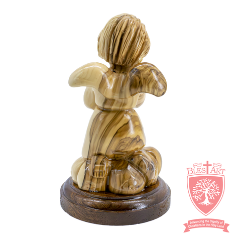 Angel Kneeling on a Cloud - Olive Wood