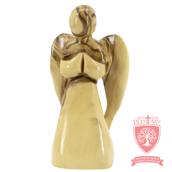 Heavenly Serenity: Olive Wood Angel Statue