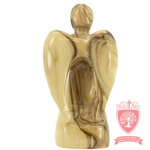 Heavenly Serenity: Olive Wood Angel Statue