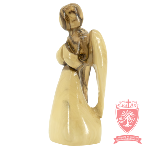 Heavenly Serenity: Olive Wood Angel Statue