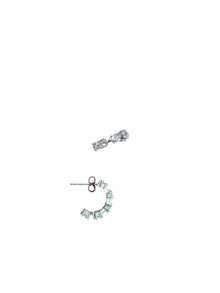 Silver Baguette Crystal Hoop Earrings