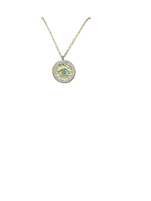 Gold Plated Evil Eye Medallion Necklace