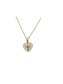 Gold Plated Heart Cross Necklace