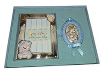 Musical Baptism Gift Set – Silver Plated Frame & Virgin Mary Icon (Blue)