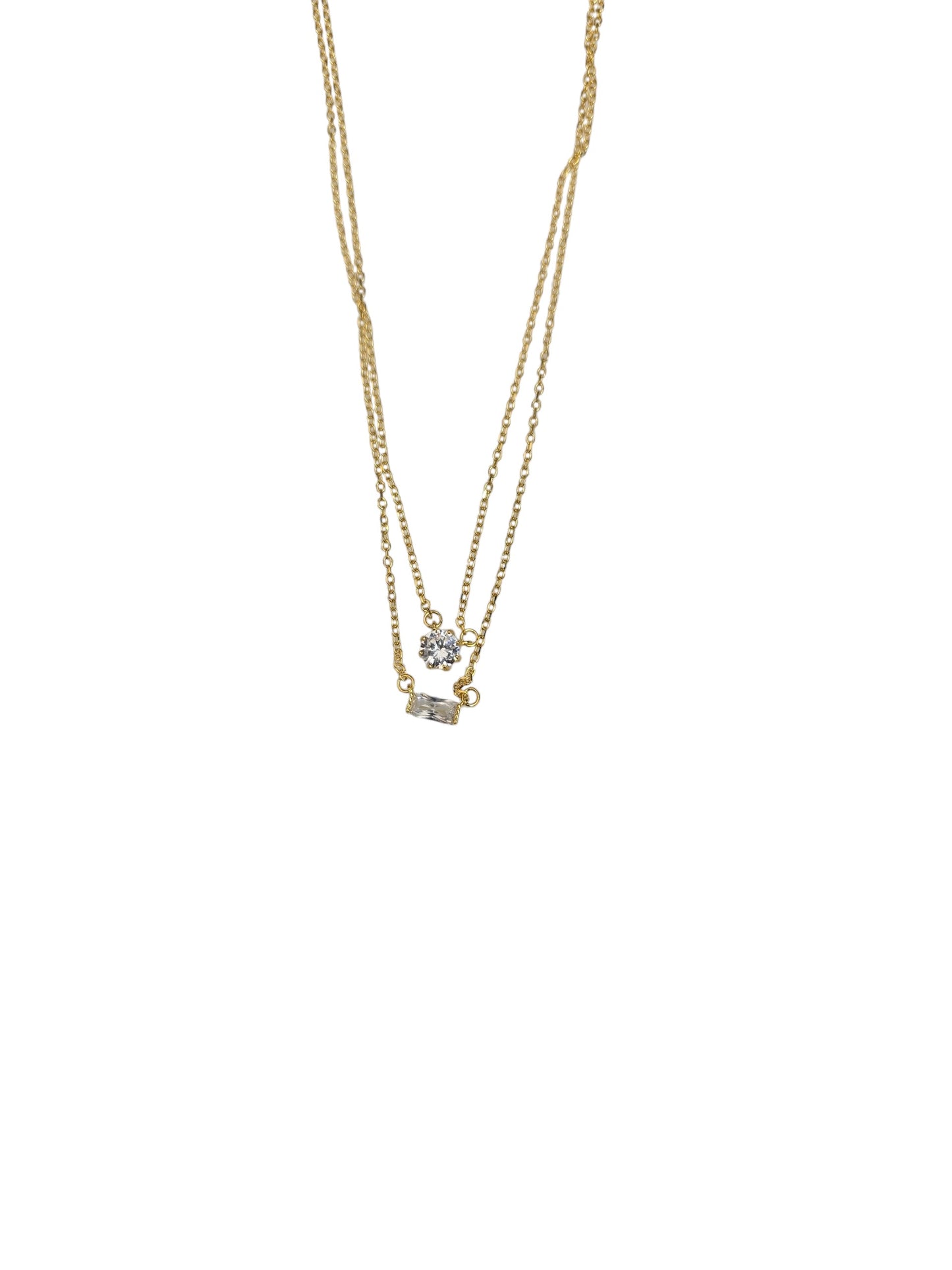 Gold Plated Layered Crystal Necklace