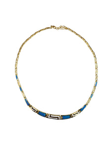 Gold Plated Blue Opal Link Necklace