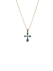 Silver Plated Blue Opal Maltese Cross Pendant