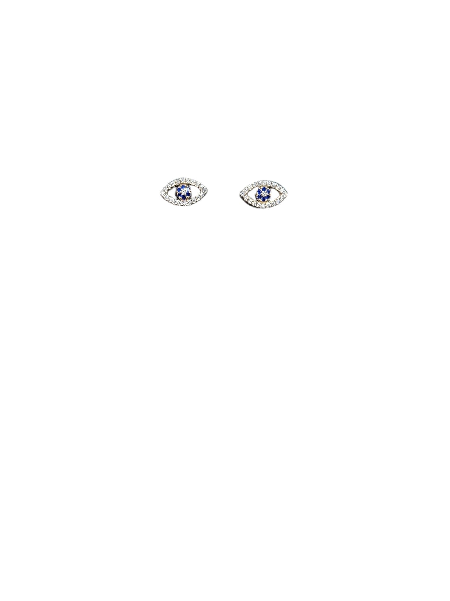 Silver Evil Eye Stud Earrings