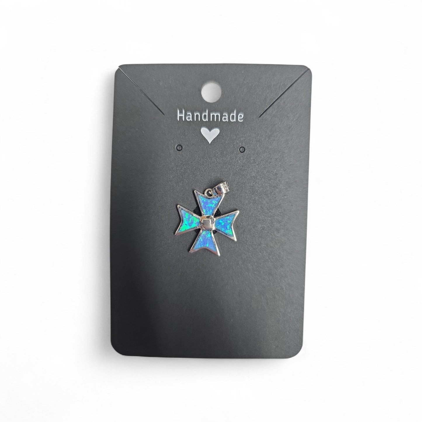 Gold Plated Blue Opal Cross Necklace
