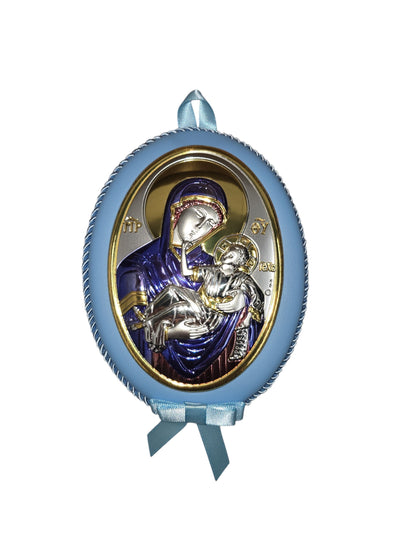Musical Virgin Mary Baptism Icon – Silver Plated Cradle Hanging (Multiple Styles)