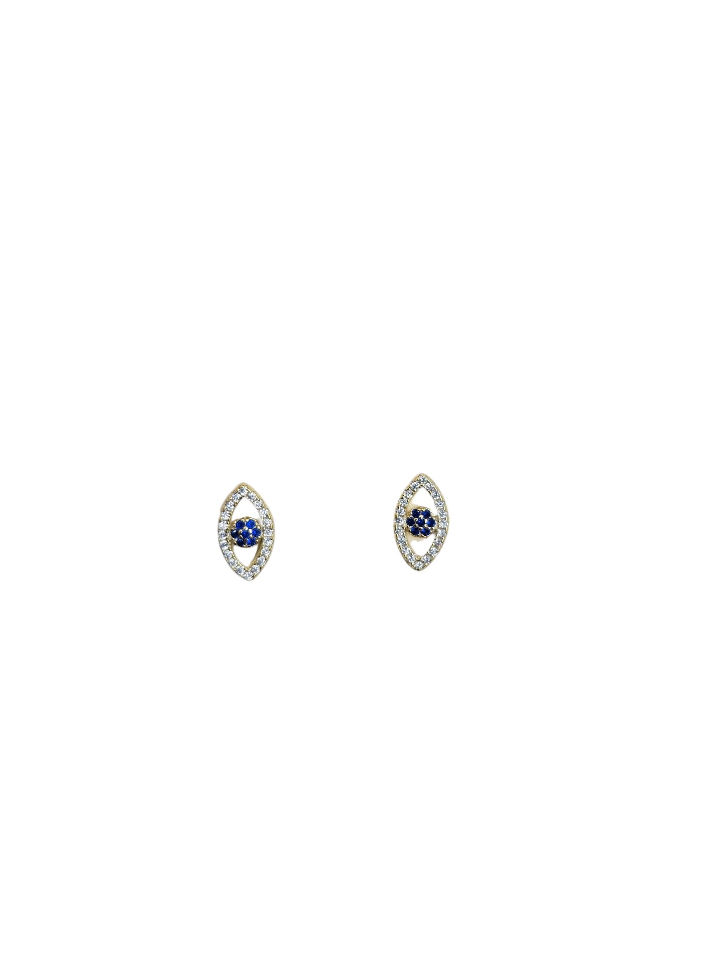Blue Eye Oval Stud Earrings