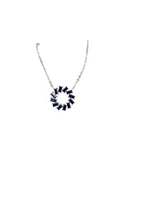 Silver Blue Crystal Circle Necklace