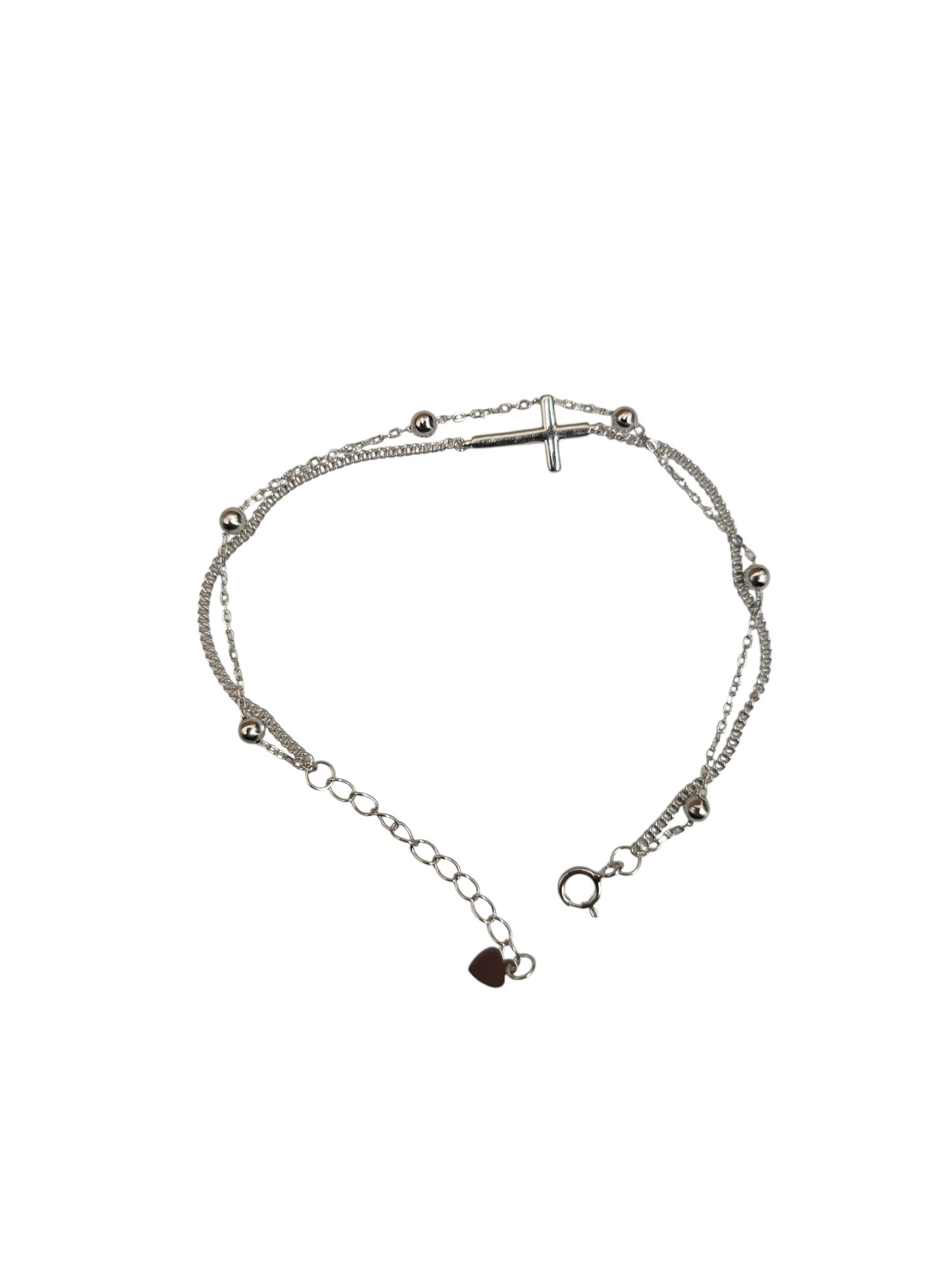 Silver Plated Double Chain Cross Bracelet