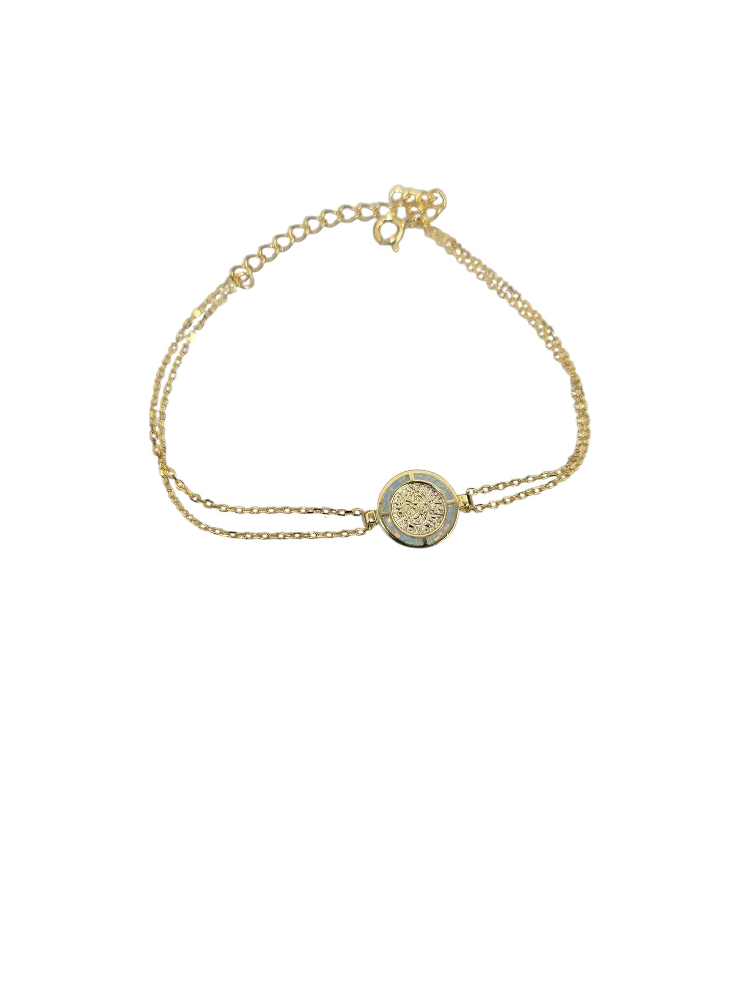 Gold Plated Double Chain Medallion Bracelet