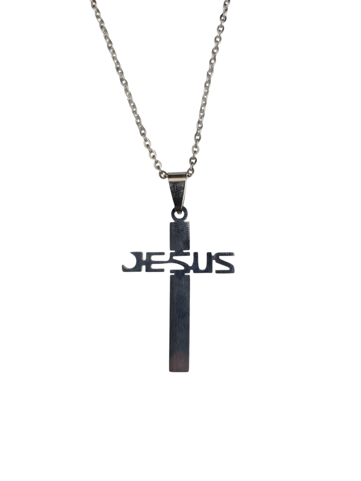 Silver Jesus Cross Necklace