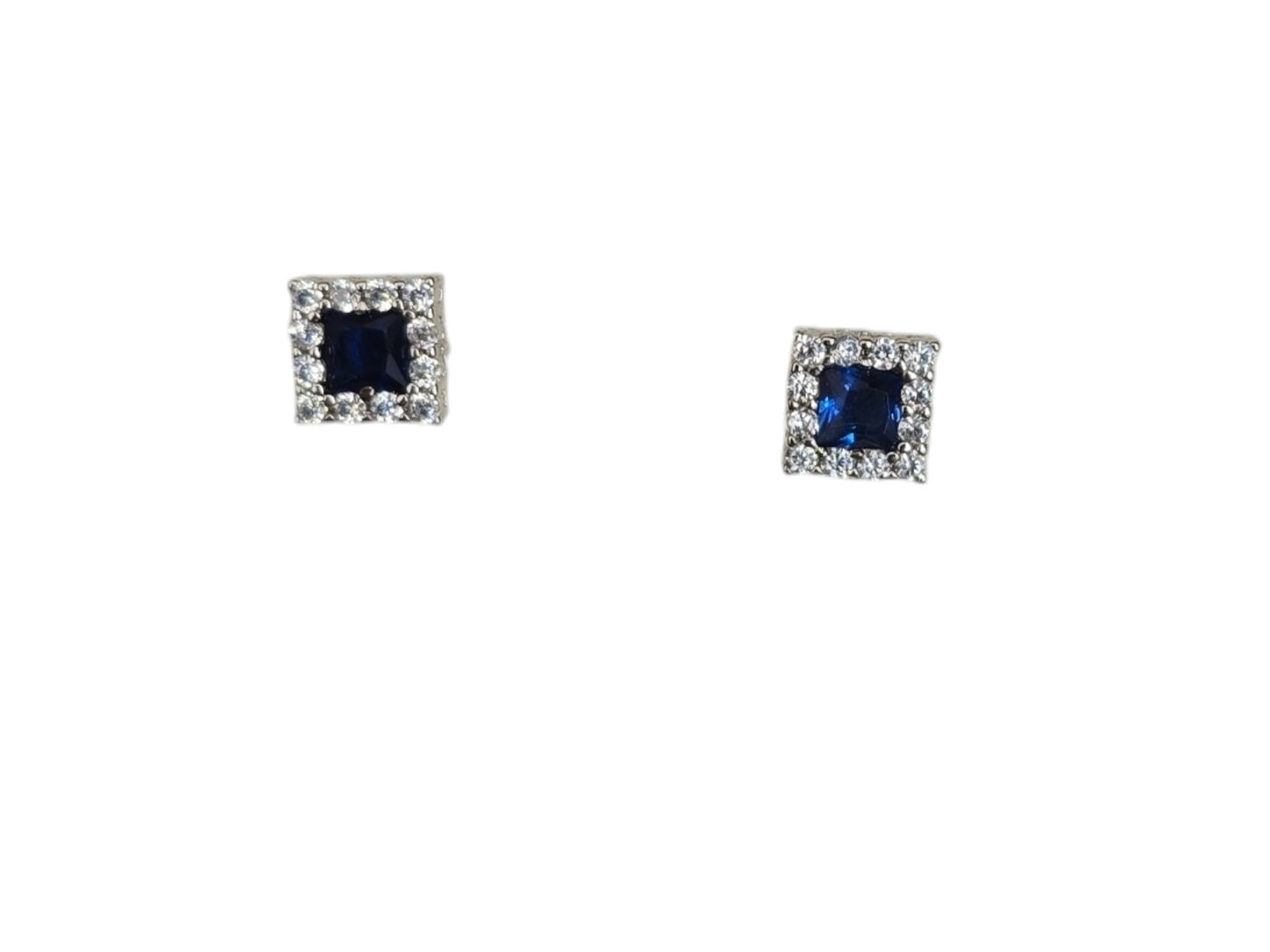 Dark Blue Square Crystal Stud Earrings
