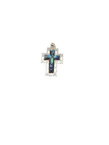 Abalone and Mother of Pearl Cross Pendant Necklace