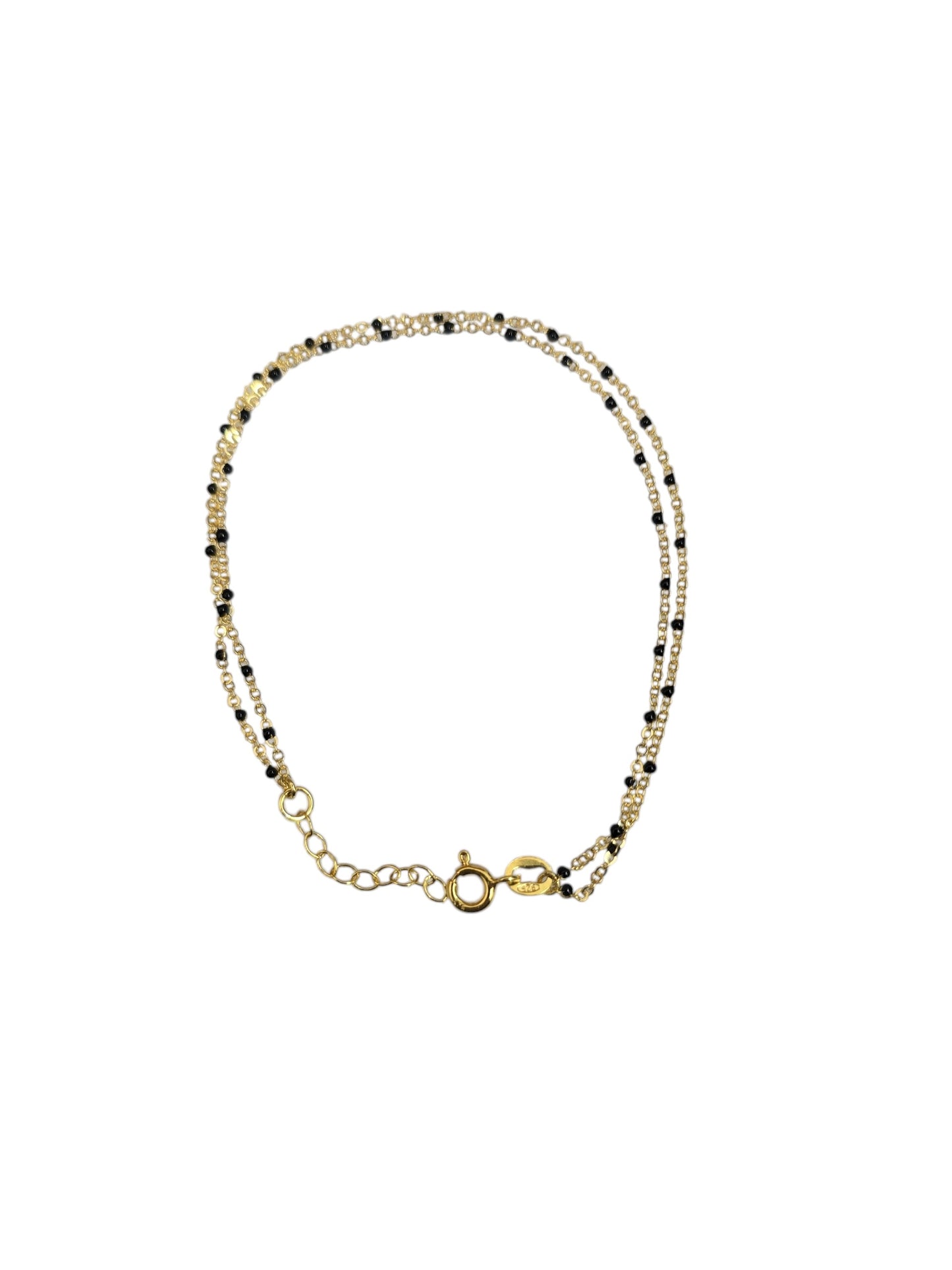 Gold Plated Black Beaded Double Chain Bracelet