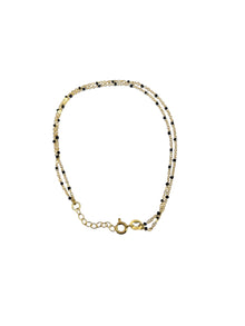 Gold Plated Black Beaded Double Chain Bracelet