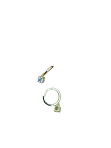 Gold Circle Crystal Stud Earrings