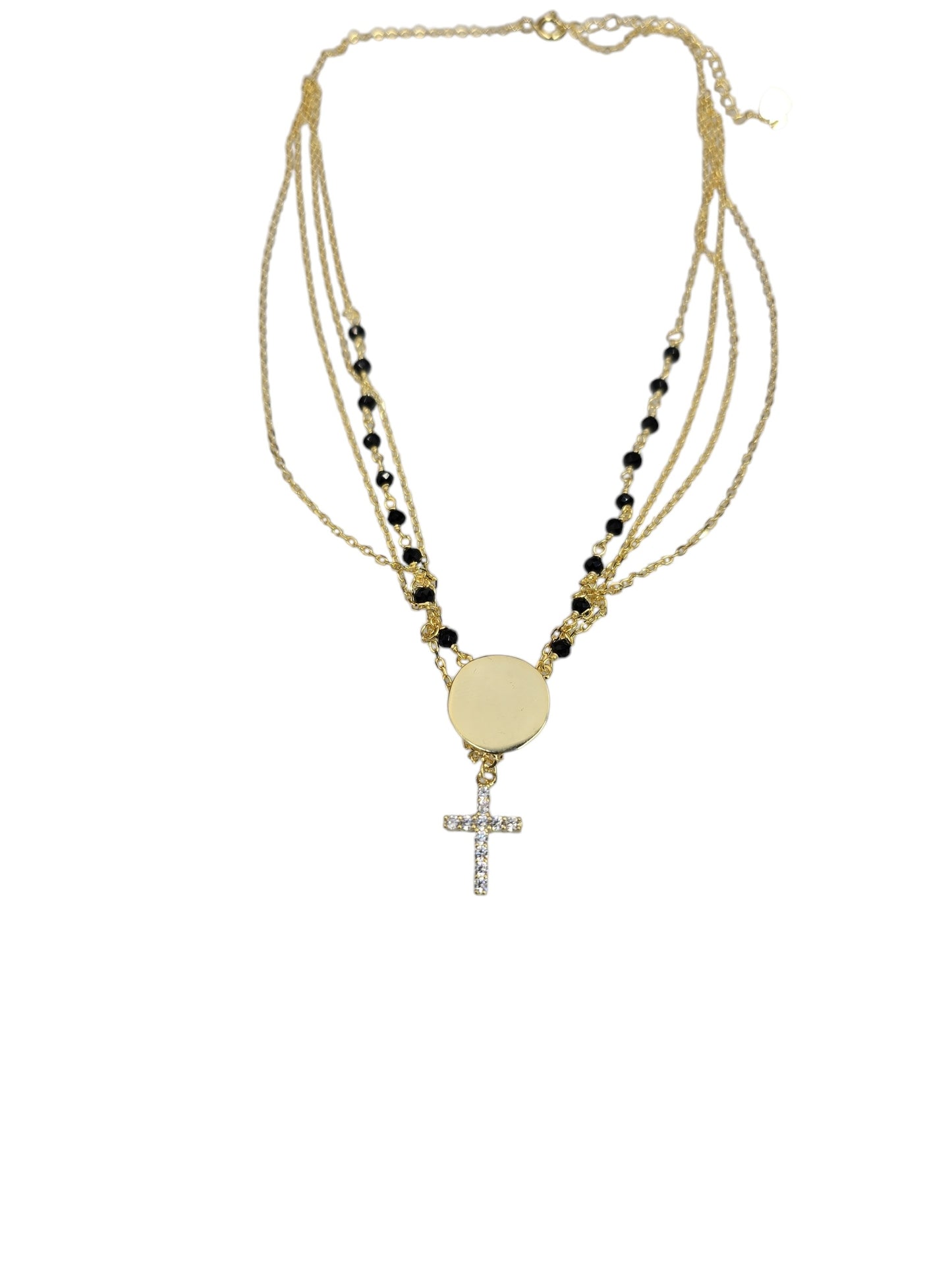 Multi-Layer Cross Disc Necklace