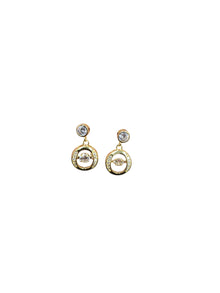 Gold Circle Crystal Drop Earrings