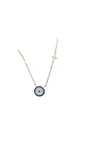 Gold Evil Eye Cross Necklace