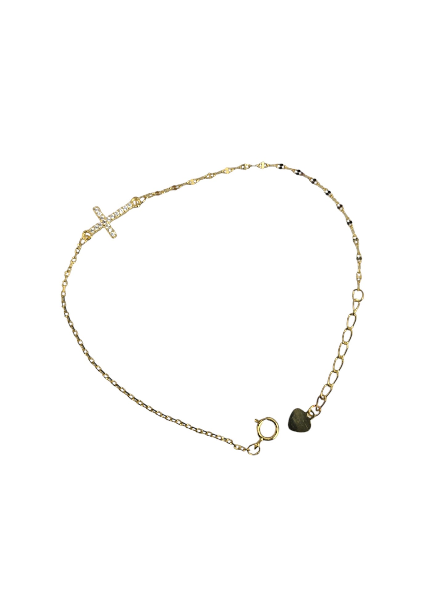 Gold Plated Cross Beaded Chain Bracelet