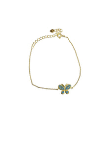 Silver Plated Blue Butterfly Bracelet