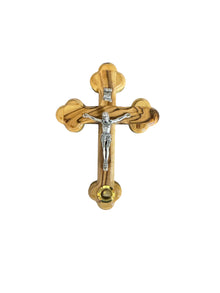 Olive Wood Crucifix with Relic Capsule – Handcrafted in Bethlehem