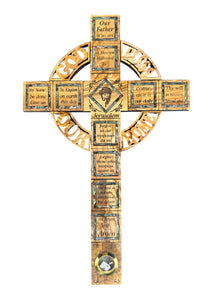 Our Father Cross – Olive Wood Wall Cross with Abalone Inlay & Holy Land Relic