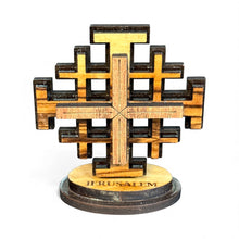 Wooden Jerusalem Cross on Stand – Handcrafted in Bethlehem