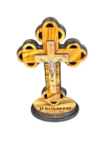 Olive Wood Crucifix on Stand – Handcrafted in Bethlehem