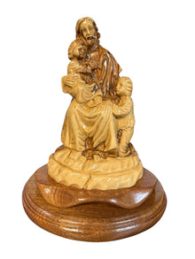 Jesus with Children – Hand-Carved Olive Wood Statue from Bethlehem (9")