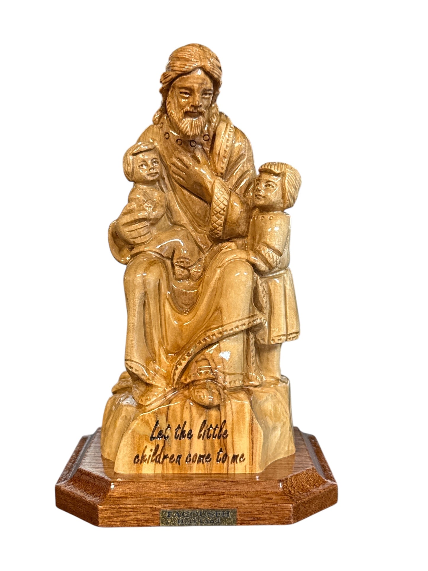 Jesus with Children – “Let the Little Children Come to Me” Olive Wood Statue from Bethlehem (6")