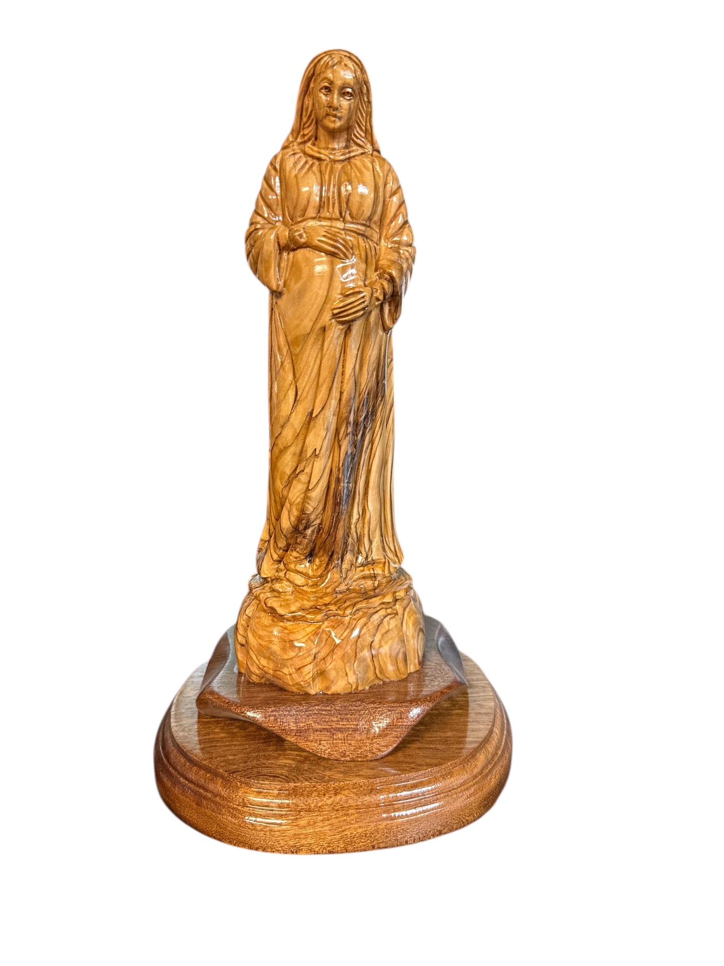 Pregnant Virgin Mary – Hand-Carved Olive Wood Statue from Bethlehem (11")