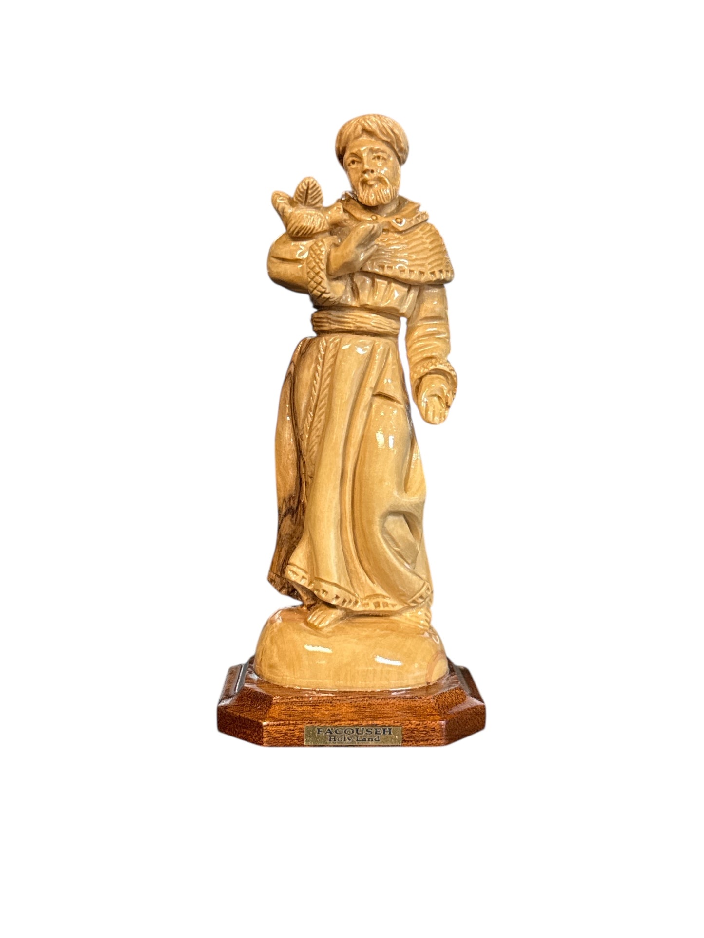 St. Francis of Assisi – Hand-Carved Olive Wood Statue from Bethlehem (5")