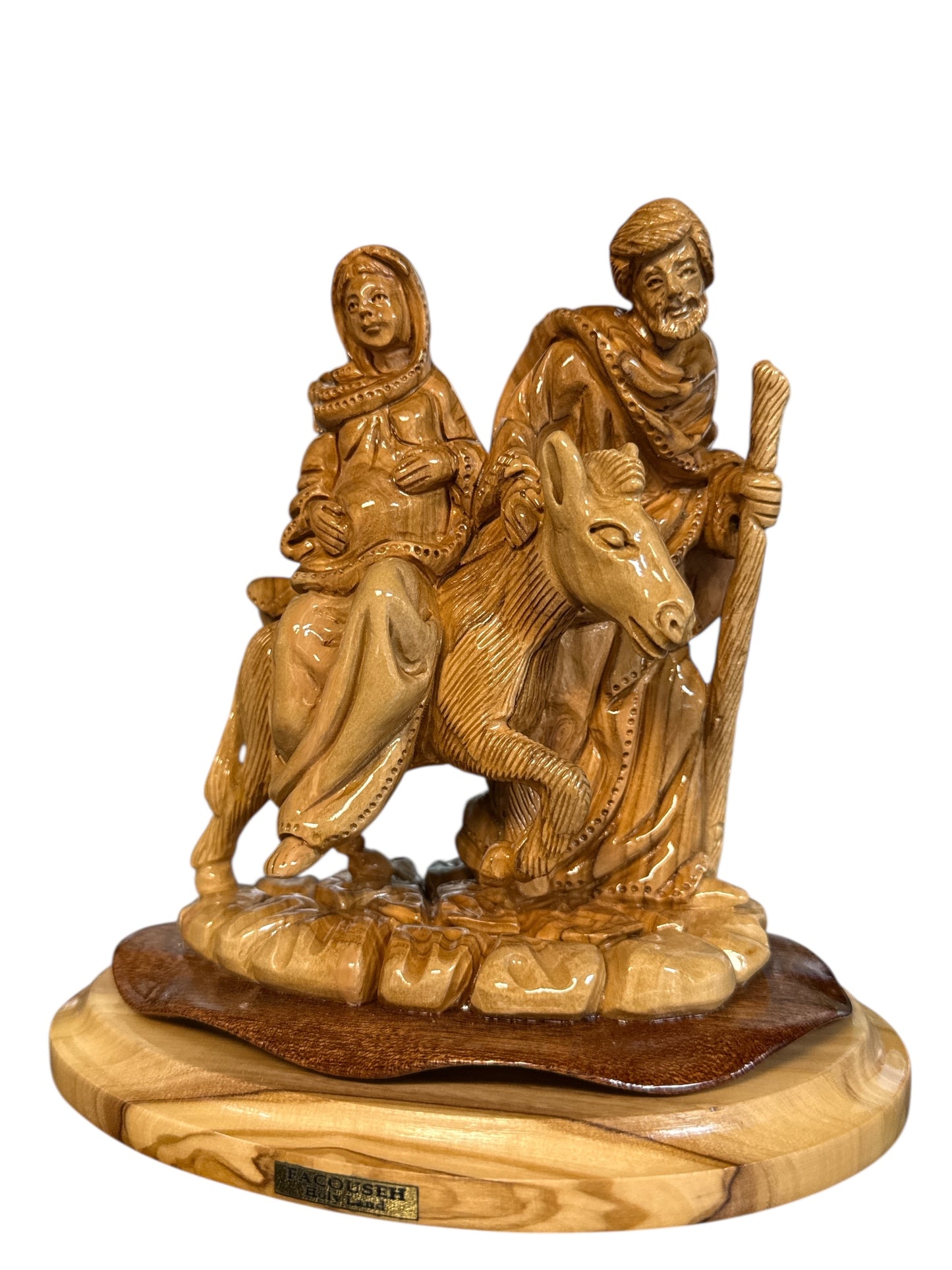Holy Family Trip to Bethlehem – Hand-Carved Olive Wood Statue from Bethlehem (6.5")