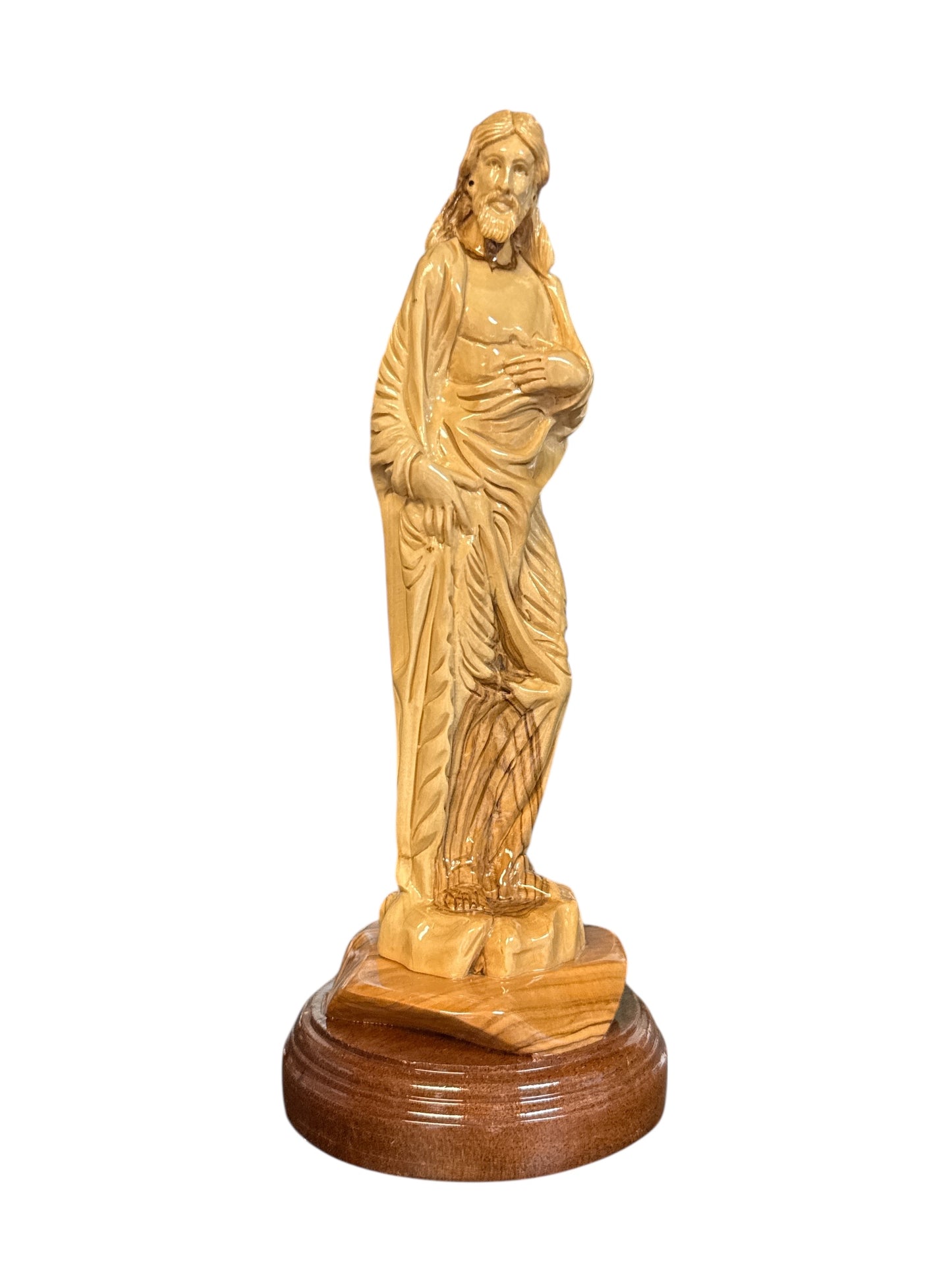 10" Hand-Carved Olive Wood Risen Christ Statue