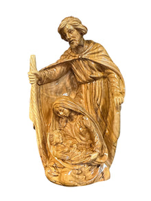 Holy Family – Hand-Carved Olive Wood Statue (2.5″ × 4.5″ × 8″)