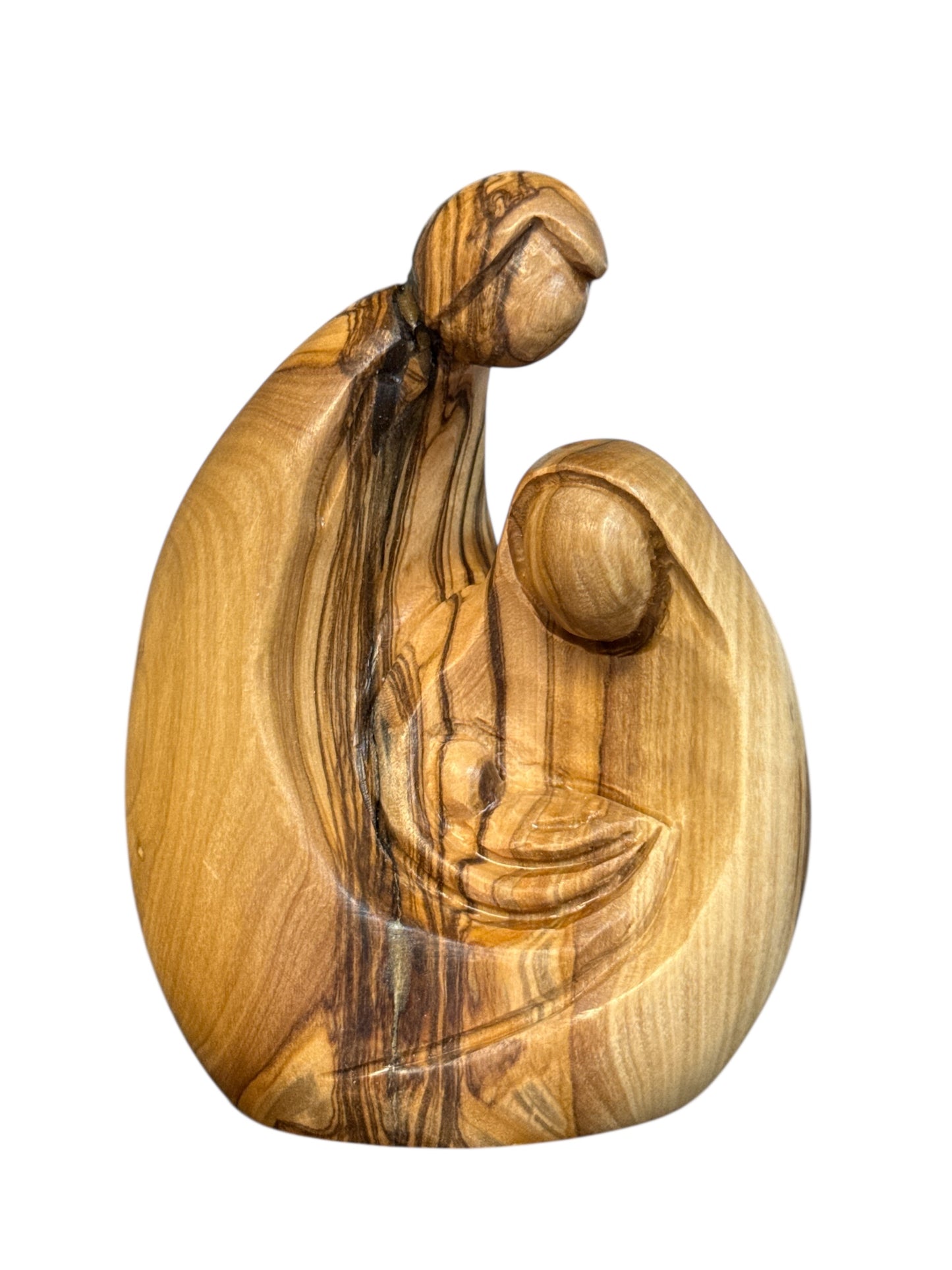 4.5" Hand-Carved Olive Wood Holy Family – Small Abstract