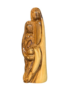 6.5" Hand-Carved Olive Wood Holy Family – Slim Abstract Design
