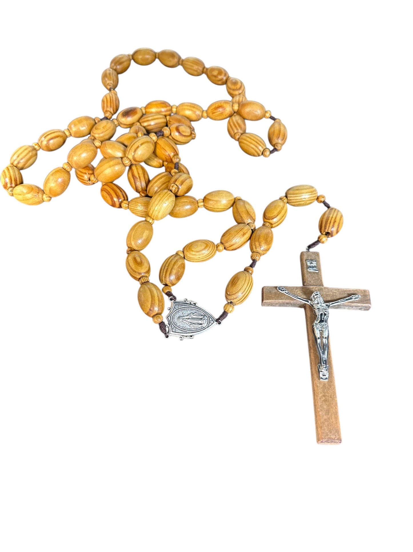 56" Wood Wall Rosary with Crucifix