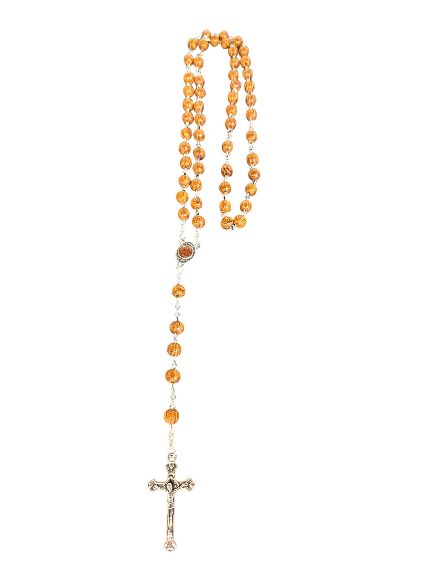 18" Olive Wood Rosary with Soil from Jerusalem – Handmade in Bethlehem