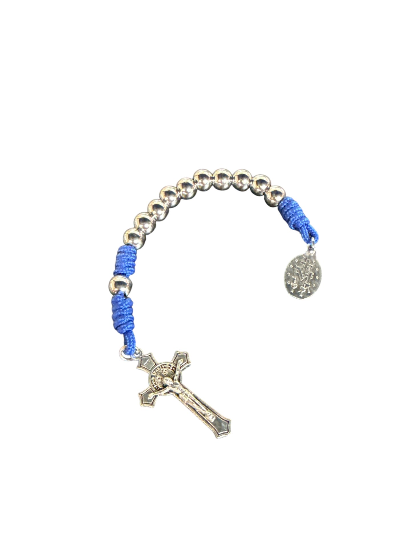 7.5" Stainless Steel One-Decade Rosary – St. Benedict Design