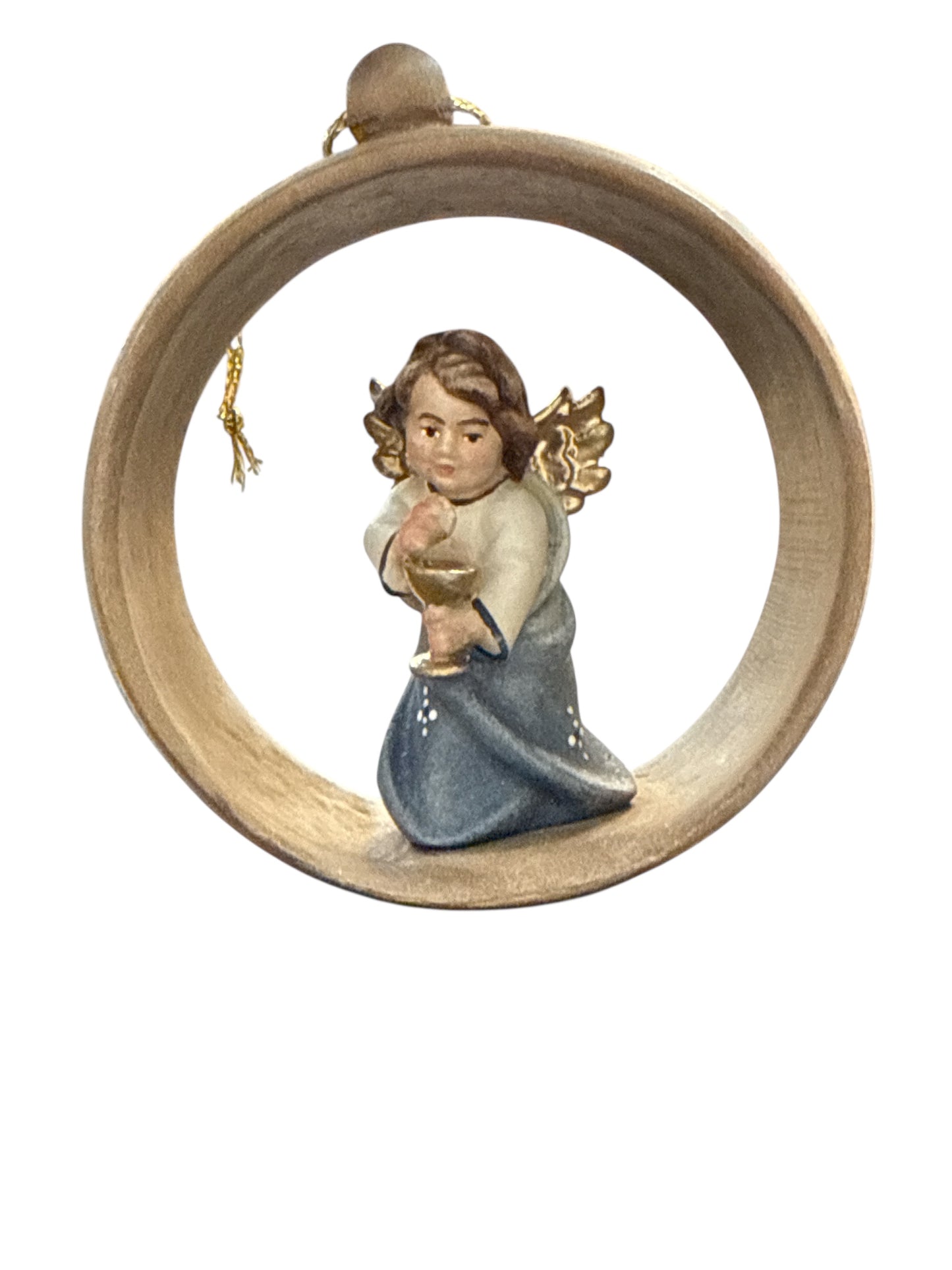 3.5x3.5" Hand-Painted Angel Ornament in Wood Frame
