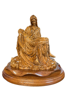8x11x11.5" Olive Wood Pietà Sculpture – Hand-Carved in Bethlehem