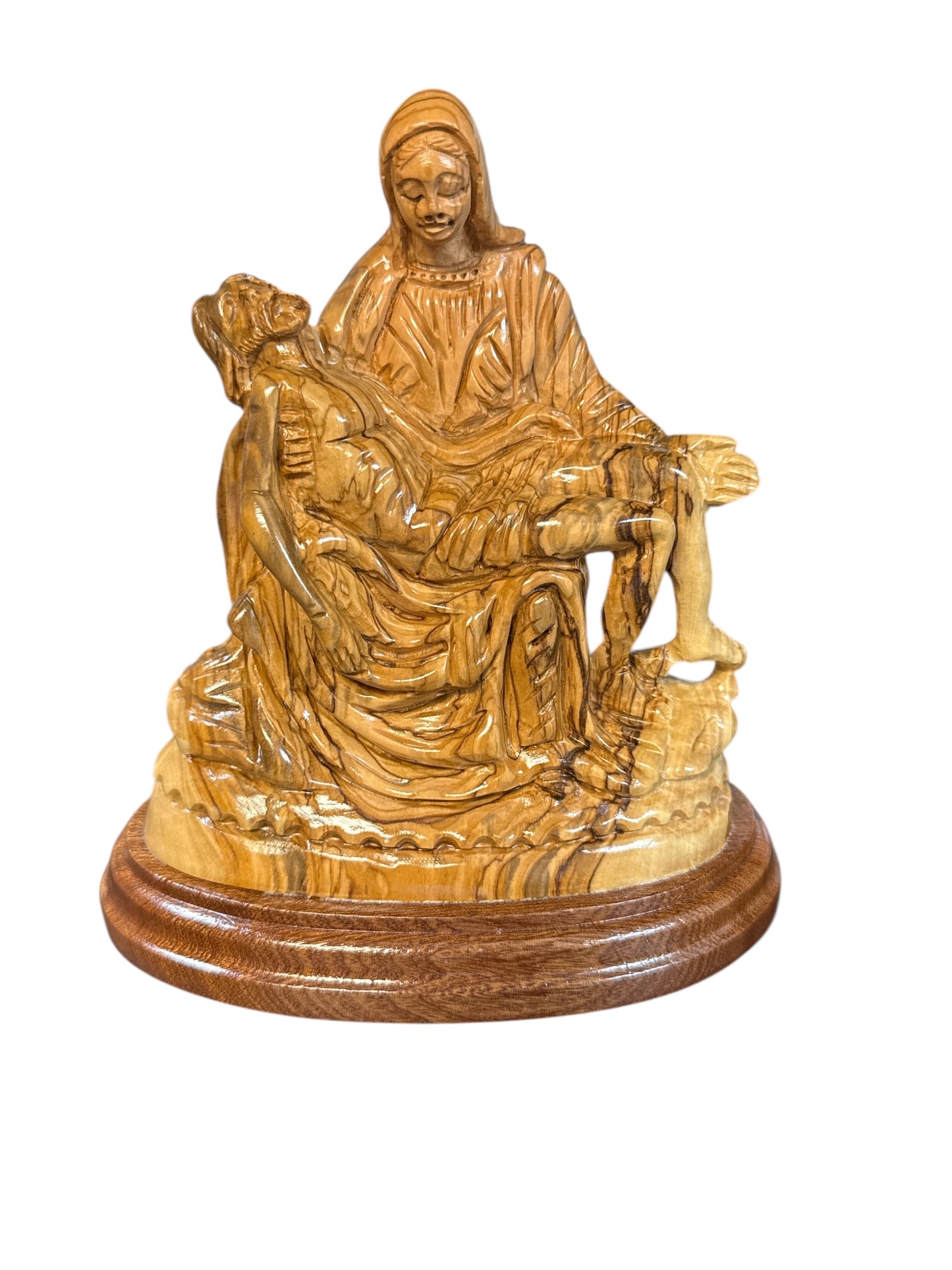 4x7x8" Olive Wood Pietà Statue – Hand-Carved in Bethlehem